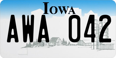 IA license plate AWA042