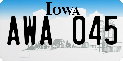 IA license plate AWA045