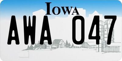 IA license plate AWA047