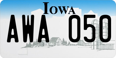 IA license plate AWA050
