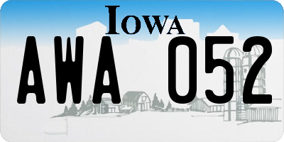 IA license plate AWA052