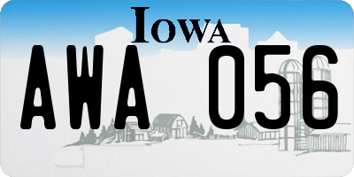 IA license plate AWA056