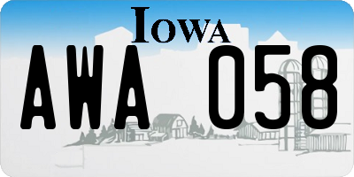 IA license plate AWA058