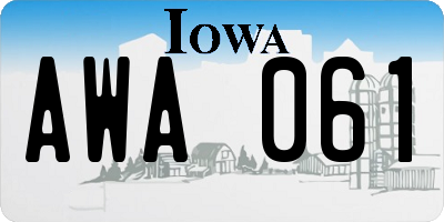 IA license plate AWA061