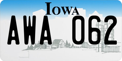 IA license plate AWA062