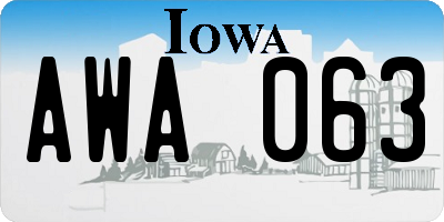 IA license plate AWA063