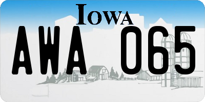 IA license plate AWA065