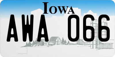 IA license plate AWA066