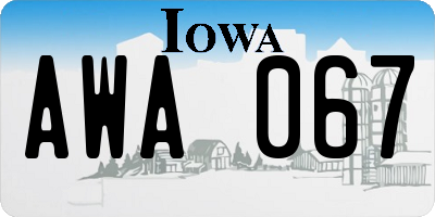 IA license plate AWA067