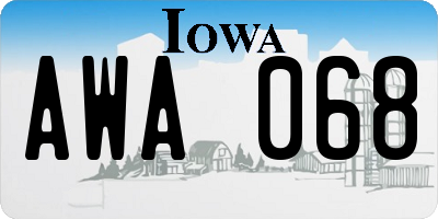 IA license plate AWA068