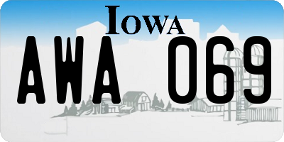 IA license plate AWA069