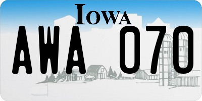 IA license plate AWA070
