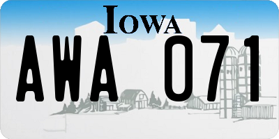IA license plate AWA071