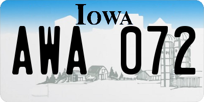 IA license plate AWA072