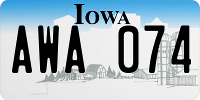 IA license plate AWA074