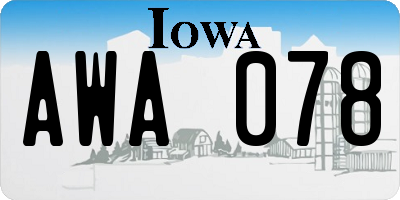 IA license plate AWA078