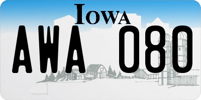 IA license plate AWA080