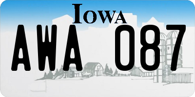 IA license plate AWA087