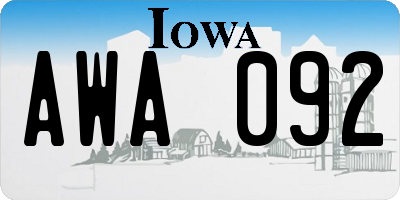 IA license plate AWA092