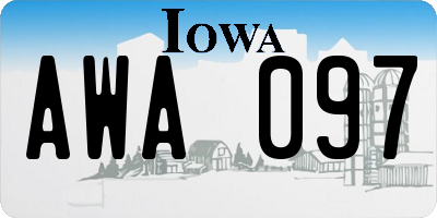 IA license plate AWA097
