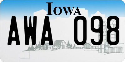 IA license plate AWA098