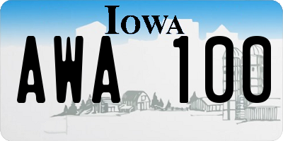 IA license plate AWA100