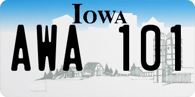 IA license plate AWA101