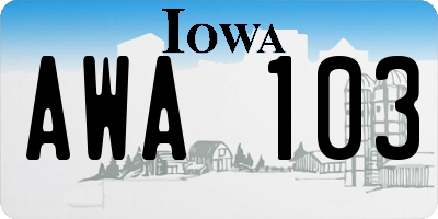 IA license plate AWA103