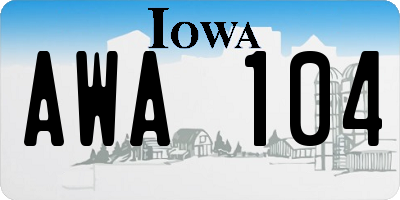 IA license plate AWA104