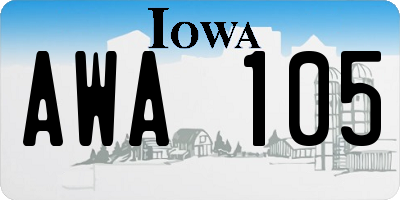 IA license plate AWA105