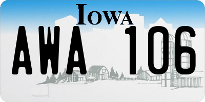 IA license plate AWA106