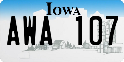 IA license plate AWA107