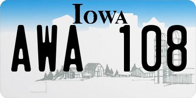 IA license plate AWA108