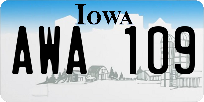 IA license plate AWA109