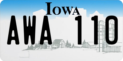 IA license plate AWA110