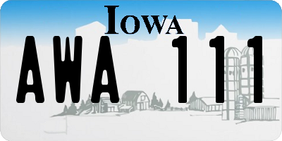 IA license plate AWA111