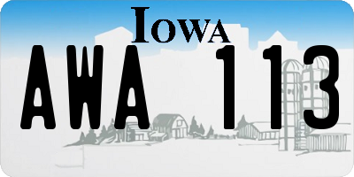IA license plate AWA113