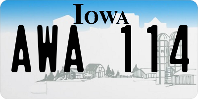 IA license plate AWA114