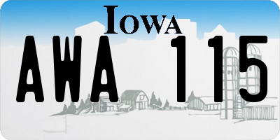 IA license plate AWA115