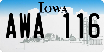 IA license plate AWA116