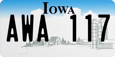 IA license plate AWA117