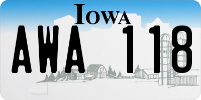 IA license plate AWA118