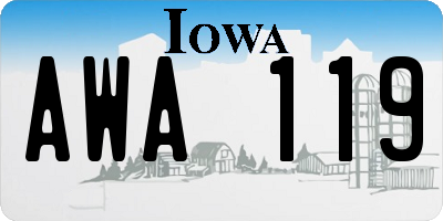 IA license plate AWA119