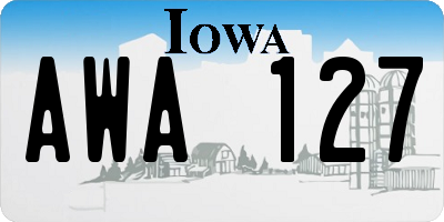 IA license plate AWA127