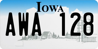 IA license plate AWA128