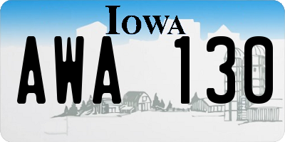 IA license plate AWA130