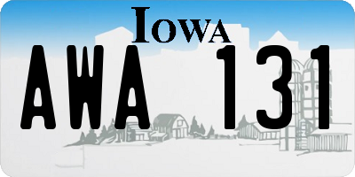IA license plate AWA131