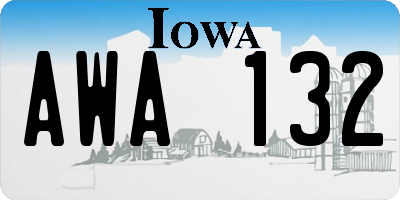 IA license plate AWA132