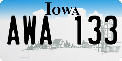 IA license plate AWA133