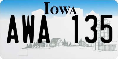 IA license plate AWA135